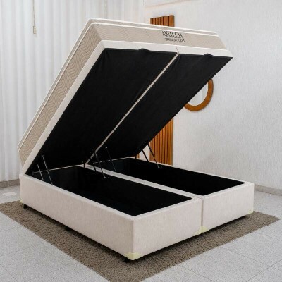 Colch�o Queen Airtech Springpocket Molas Ensacadas - Ortobom + Base Box Ba� Queen Bipartido Prime Confort Linh�o Palha Blindado - Issacar 158x198x70 | Suporta at� 240kg