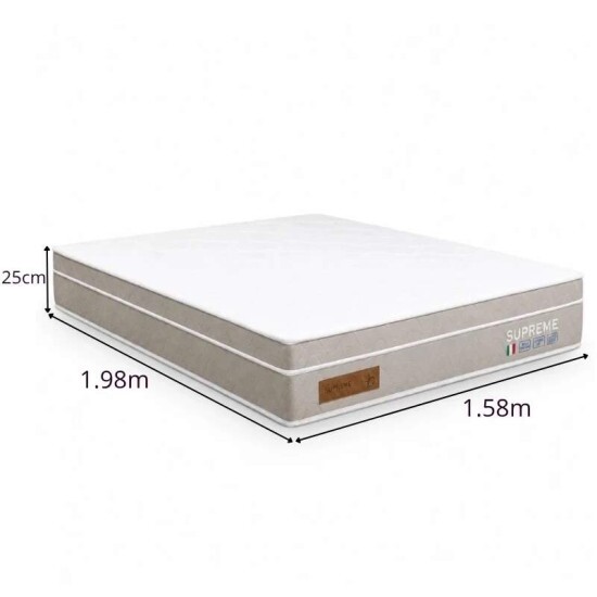 Colch�o Queen Supreme Molas Ensacadas - Bianchi + Base Box Ba� Queen Bipartido Prime Confort Linh�o Palha Blindado - Issacar 158x198x78 | Suporta at� 400kg