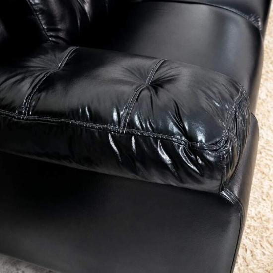 Sof� 3 Lugares 240 Courino Preto Rondom�veis - 2,03m