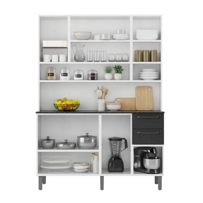 Kit Cozinha Floren�a Larg. 1.40m Grafite 8 Portas 2 Gavetas em A�o - Itatiaia