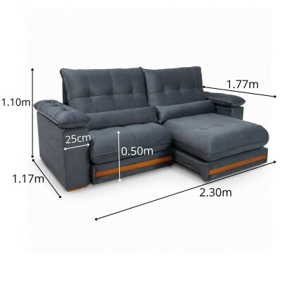 Sof� Retr�til Reclin�vel Gran Master 2.30m Veludo Cinza - D33 e Molas Ensacadas