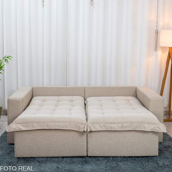 Sof� Retr�til Bolt 2.00m Linho Bege Cru 08 - Sem Caixa