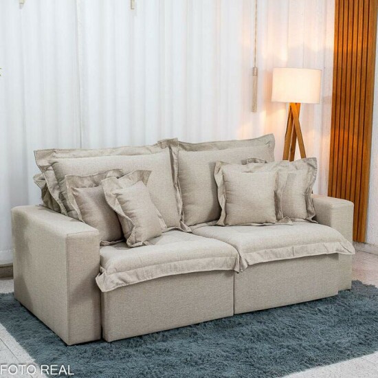Sof� Retr�til Bolt 2.00m Linho Bege Cru 08 - Sem Caixa