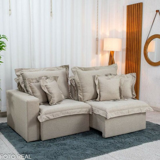 Sof� Retr�til Bolt 2.00m Linho Bege Cru 08 - Sem Caixa