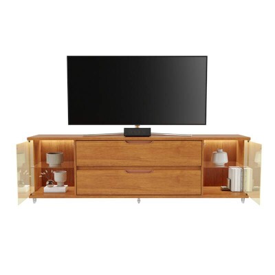 Rack �reon Larg. 1.82m Cinamomo 2 Portas Reflect C/LED 2 Gavetas Para TV's at� 70'' - JCM