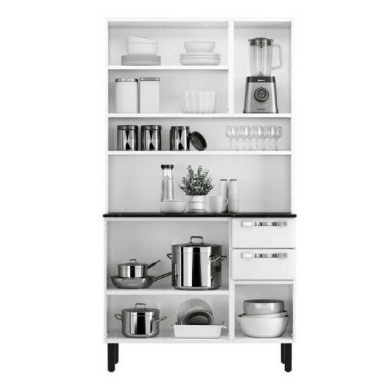 Kit Cozinha Pratika Larg. 1.05m Branco 1904 6 Portas 2 Gavetas em A�o - Itatiaia