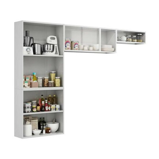 Cozinha Rose Branco 3 Pe�as Larg. 2.45m Paneleiro + A�reo + Nicho em A�o - Itati�ia