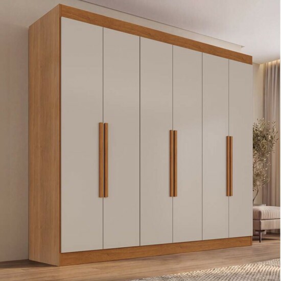 Guarda-roupa Roma Larg. 1.77m Cinamomo/Off 6 Portas 2 Gavetas - Sall�to