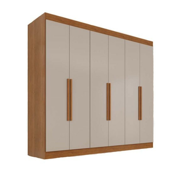 Guarda-roupa Roma Larg. 1.77m Cinamomo/Off 6 Portas 2 Gavetas - Sall�to