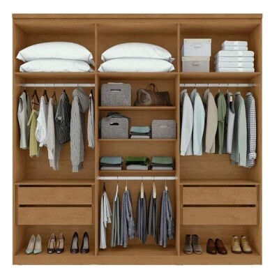 Guarda-roupa Alonzo Larg. 2.30m Am�ndoa/Off 6 Portas 2 Gavetas - Lopas