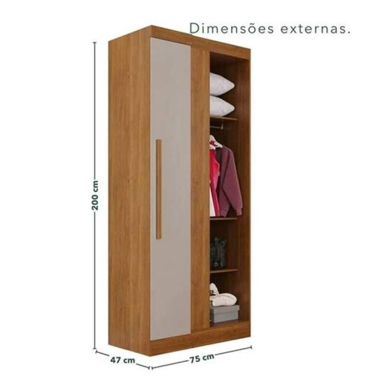 Modulado Apolo Premium + Modulado de Canto Fortaleza + Guarda-roupa Recife 6 Portas Cinamomo/Off - Sall�to