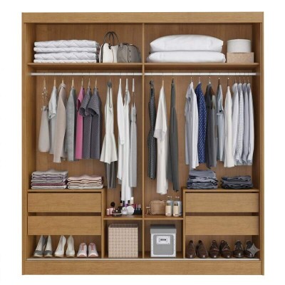 Guarda-roupa Viena Larg. 2.03m Nature/Off C/Espelho - Bianchi