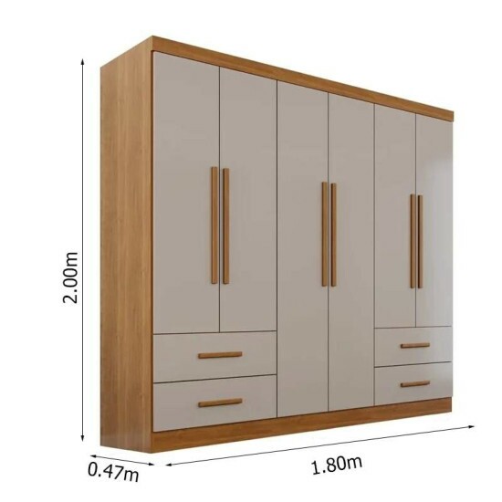 Modulado Apolo Premium + Modulado de Canto Fortaleza + Guarda-roupa Texas Premium 6 Portas Cinamomo/Off - Sall�to