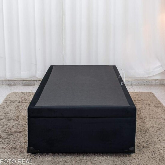 Base Box Ba� Solteiro Prime Confort 88x188x45 Sued Preto Blindado - Issacar
