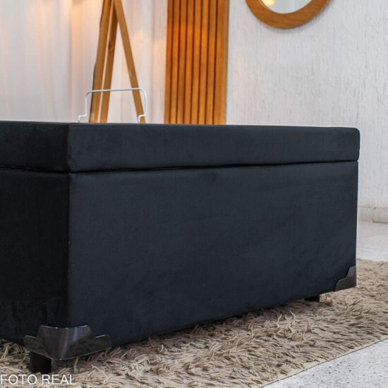 Base Box Ba� Solteiro Prime Confort 88x188x45 Sued Preto Blindado - Issacar