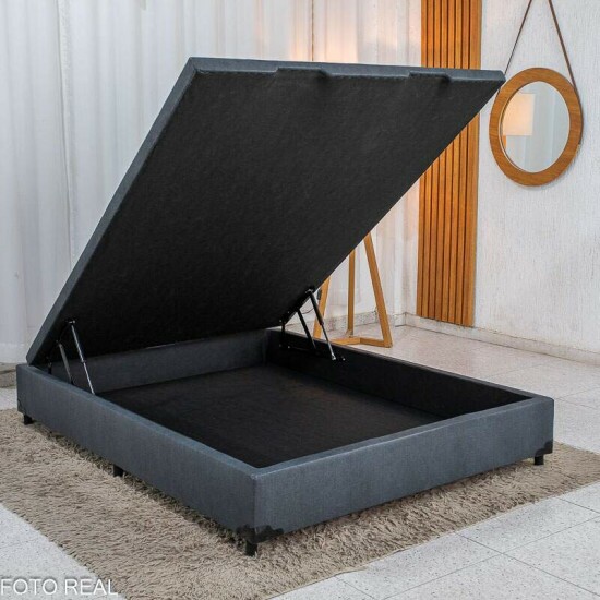 Base Box Ba� Casal Elitebox Linh�o Grafite Blindado 138x188x35