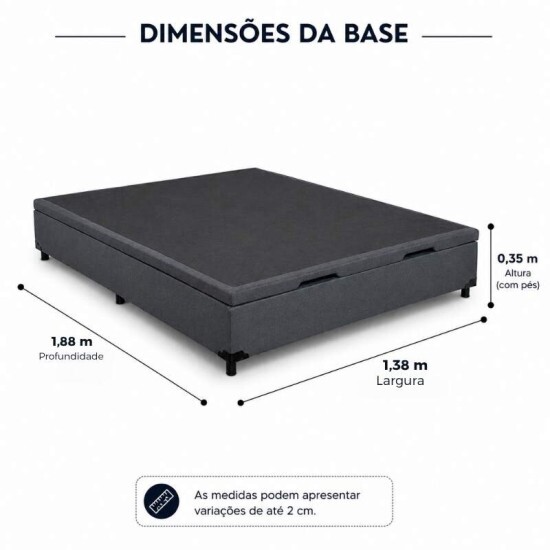 Base Box Ba� Casal Elitebox Linh�o Grafite Blindado 138x188x35