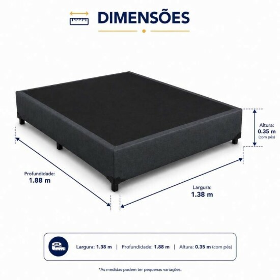 Base Box Casal Elitebox Linh�o Grafite Blindado 138x188x35