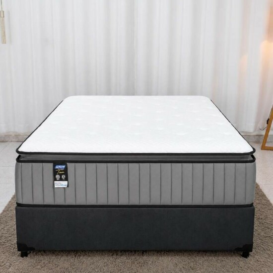 Colch�o Casal Tower Cinza Molas BlueWave + Base Box Casal Elitebox Linh�o Grafite Blindado - Gazin 138x188x69 | Suporta at� 240kg