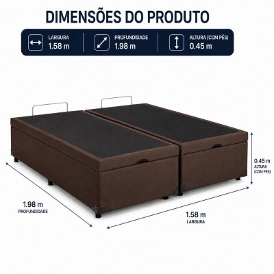 Base Box Ba� Queen Bipartido Prime Confort 158x198x45 Sued Marrom Blindado - Issacar