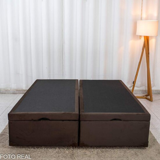 Base Box Ba� Queen Bipartido Confort Sued Marrom Blindado 158x198x45 cm - Issacar