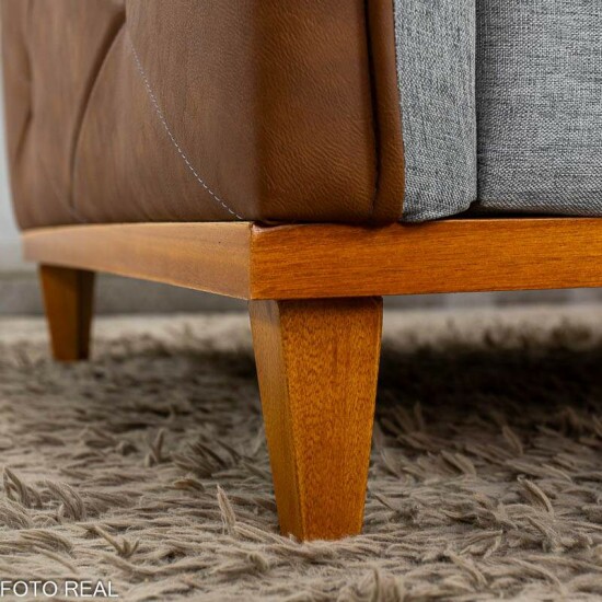 Sof� 4 Lugares Living Luca 2.10m Linho Cinza C/ Detalhe - Molas Bonnel