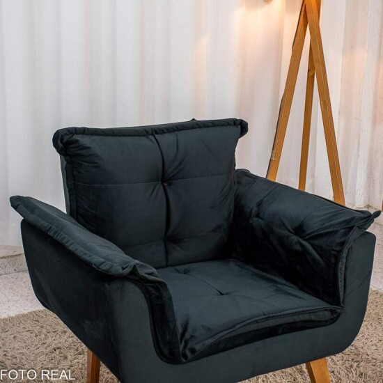 Poltrona Marlete Veludo Preto