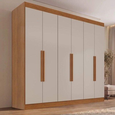 Combo Guarda-roupa Roma Larg. 1.77m Cinamomo/Off 6 Portas 2 Gavetas - Sall�to + Unibox Casal Supreme Ortop�dico 138x188x53 Gazin | Suporta at� 220kg
