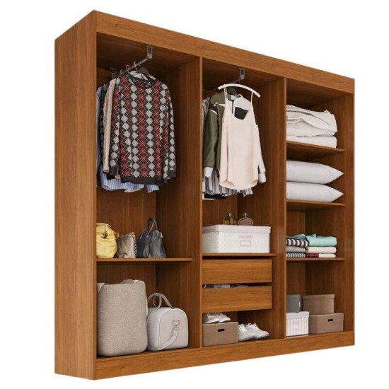 Combo Guarda-roupa Roma Larg. 1.77m Cinamomo/Off 6 Portas 2 Gavetas - Sall�to + Unibox Casal Supreme Ortop�dico 138x188x53 Gazin | Suporta at� 220kg