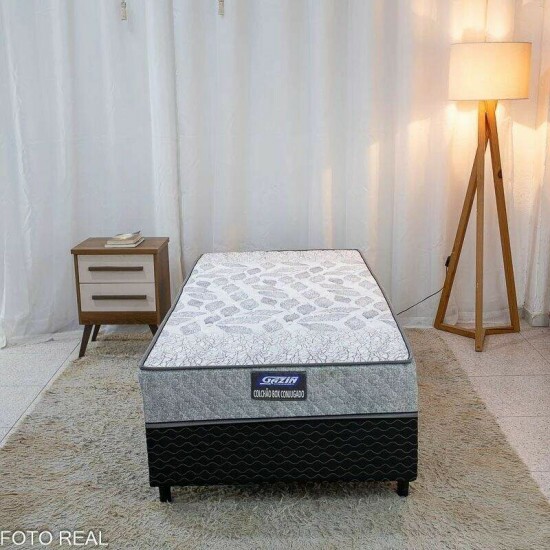 Combo Guarda-roupa Solteiro Estrela Cinamomo/Off 4 Portas C/ P�s Larg. 1.00m - Sall�to + UniBox Solteiro Supreme Natural D28 88x188x53 Cinza - Gazin