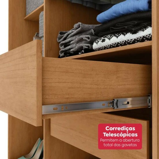 Guarda-roupa Andara Soft 2.36m Am�ndoa/Off 8 Portas 4 Gavetas - Lopas