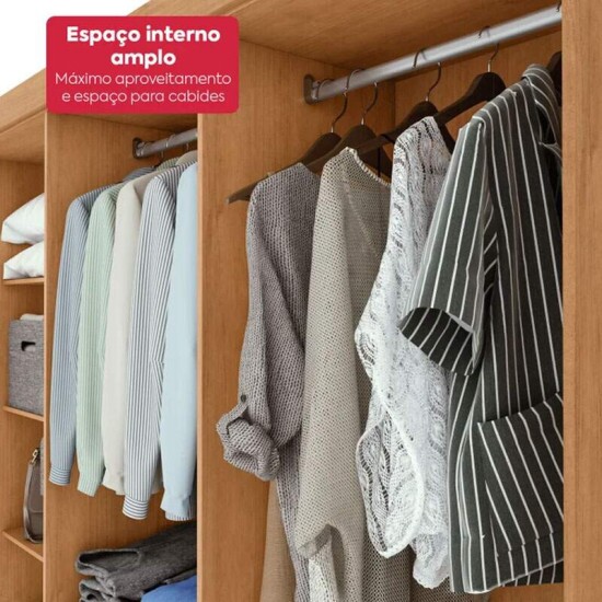 Guarda-roupa Andara Soft 2.36m Am�ndoa/Off 8 Portas 4 Gavetas - Lopas