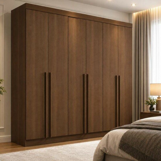 Guarda-roupa Milano 2.20m Castanho 6 Portas 8 Gavetas - D Doro