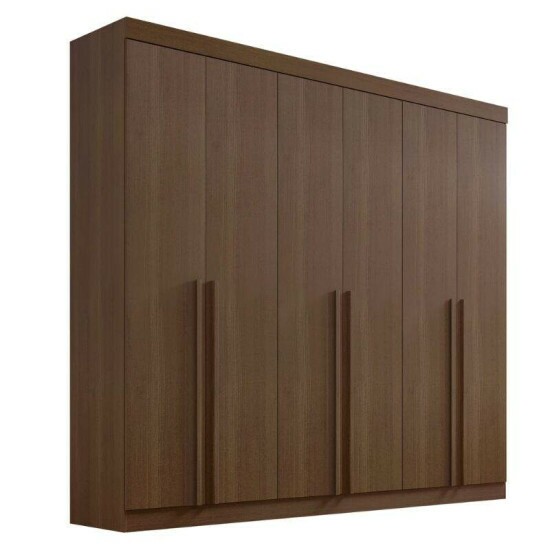 Guarda-roupa Milano 2.20m Castanho 6 Portas 8 Gavetas - D Doro