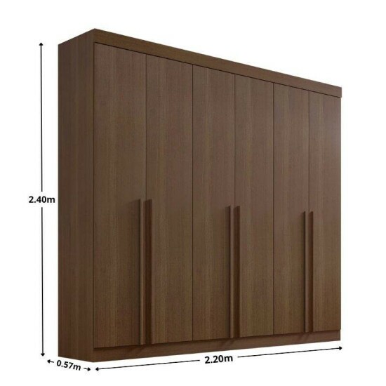 Guarda-roupa Milano 2.20m Castanho 6 Portas 8 Gavetas - D Doro
