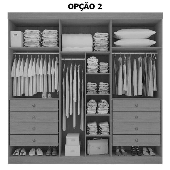 Guarda-roupa Milano 2.20m Castanho/Off 6 Portas 8 Gavetas - D Doro