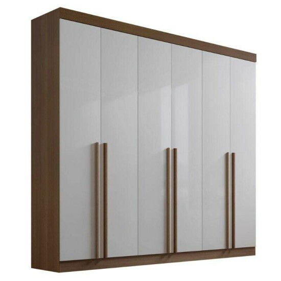 Guarda-roupa Milano 2.20m Castanho/Off 6 Portas 8 Gavetas - D Doro