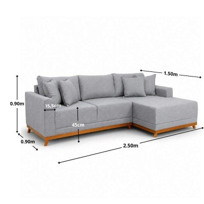 Sof� 3 Lug. Arm�nia C/ Chaise Larg. 2.50m Linho Cinza
