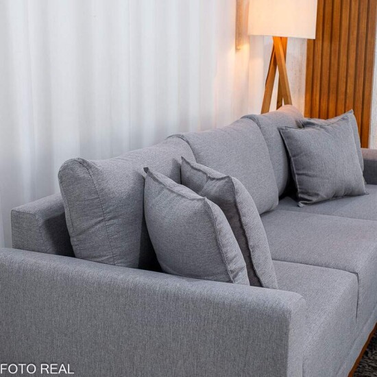 Sof� 3 Lug. Arm�nia C/ Chaise Larg. 2.50m Linho Cinza
