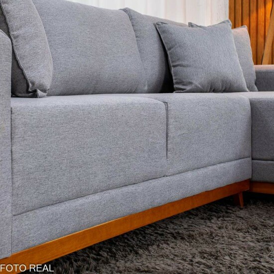 Sof� 3 Lug. Arm�nia C/ Chaise Larg. 2.50m Linho Cinza