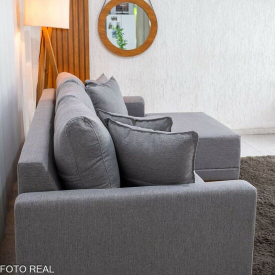 Sof� 3 Lug. Arm�nia C/ Chaise Larg. 2.50m Linho Cinza