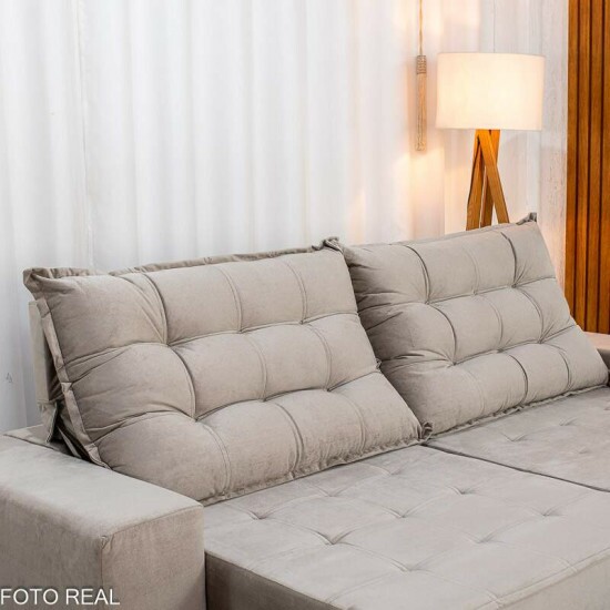 Sof� Retr�til Reclin�vel Vit�ria 2.30m Veludo Cinza 813