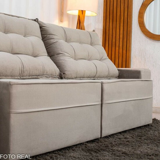 Sof� Retr�til Reclin�vel Vit�ria 2.30m Veludo Cinza 813