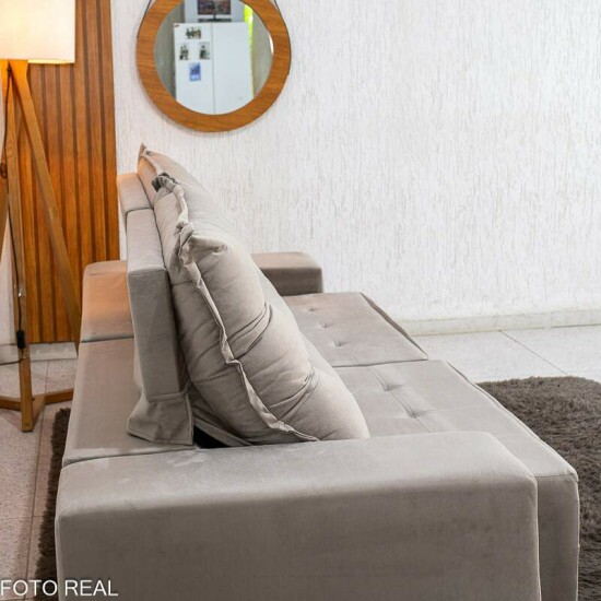 Sof� Retr�til Reclin�vel Vit�ria 2.30m Veludo Cinza 813