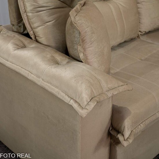 Sof� Retr�til Reclin�vel Bela 2.00m Veludo Bege
