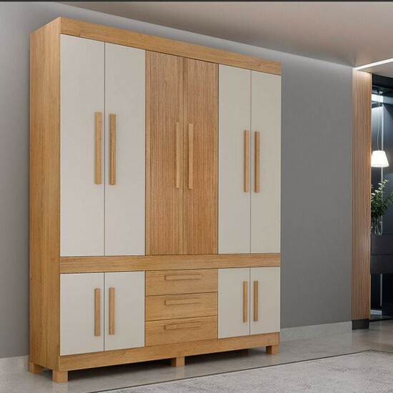 Guarda-roupa Bem te vi 1.85m Cinamomo/Off 10 Portas 3 Gavetas - Valdem�veis