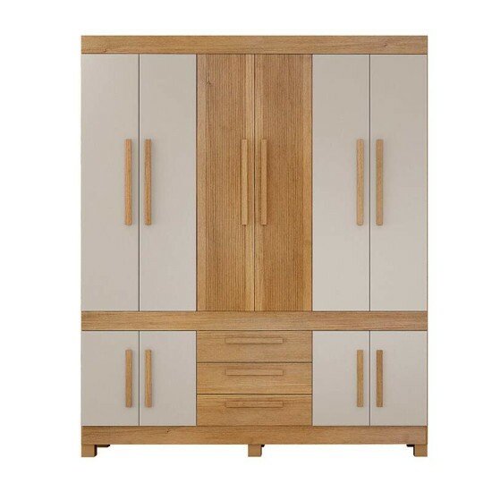 Guarda-roupa Bem te vi 1.85m Cinamomo/Off 10 Portas 3 Gavetas - Valdem�veis
