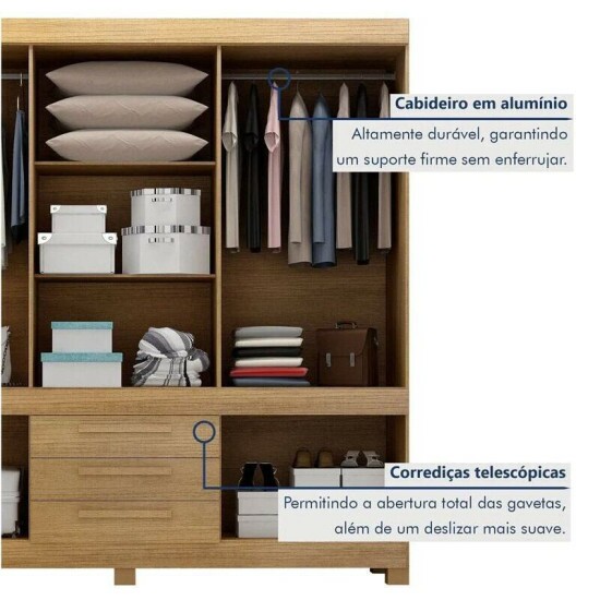 Guarda-roupa Bem te vi 1.85m Cinamomo/Off 10 Portas 3 Gavetas - Valdem�veis