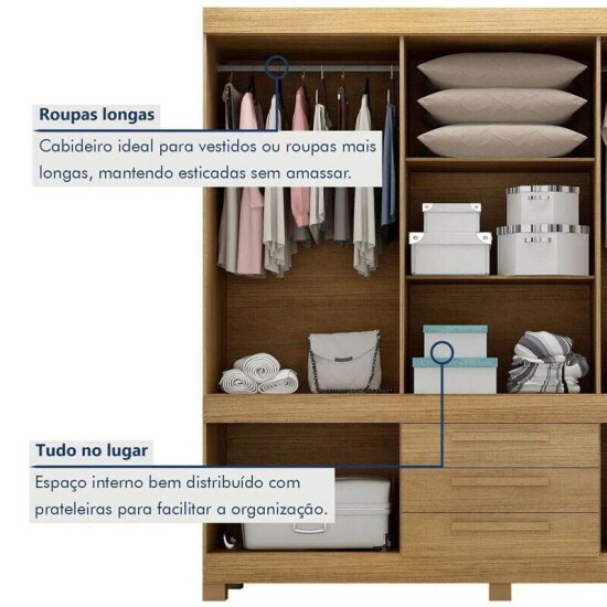 Guarda-roupa Bem te vi 1.85m Cinamomo/Off 10 Portas 3 Gavetas - Valdem�veis