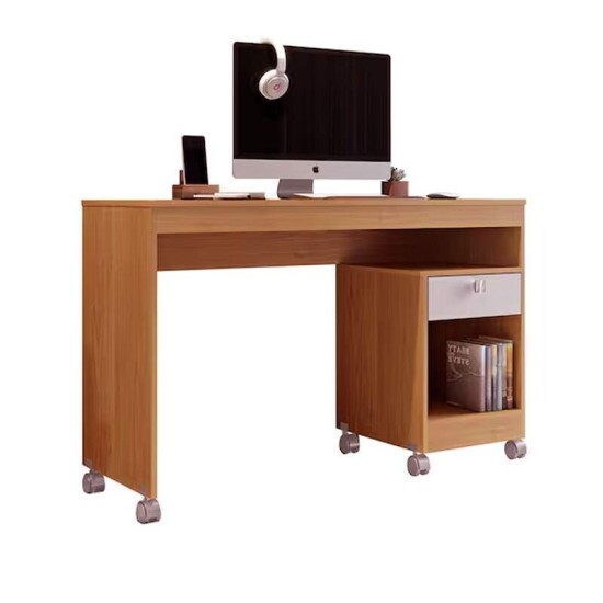 Escrivaninha 1,20m Giga Cinamomo/Off Valdem�veis - P�s com Rod�zio